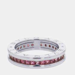 مملوكة مسبقًا خاتم بلغاري بي زيرو1 ذهب أبيض عيار 18 وجيم غارنت مقاس 53