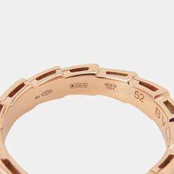 مملوكة مسبقًا Bvlgari Serpenti Viper 18K Rose Gold, Diamond and Mother of Pearl Pendant Band Ring EU 52