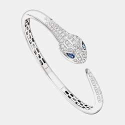 Pre Owned Bvlgari Serpenti Seduttori Diamond Set 18k White Gold Bracelet Size S