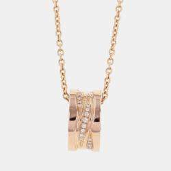 Pre Owned Bvlgari B.Zero1 Legend 18K Rose Gold Diamond Necklace