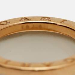 Pre Owned Bvlgari B.Zero1 4-Band White Ceramic 18k Rose Gold  Ring Size 52