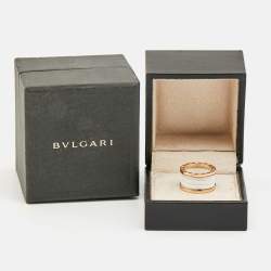 Pre Owned Bvlgari B.Zero1 4-Band White Ceramic 18k Rose Gold  Ring Size 52