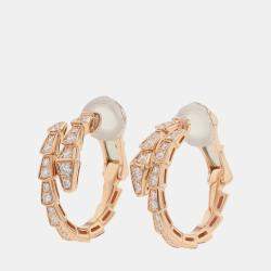 Pre Owned أقراط بلغاري سيربنتي فايبر ألماس وذهب وردي عيار 18