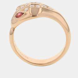 مملوكة مسبقًا Bvlgari Serpenti 18K Rose Gold,Diamond and Tourmaline Band Ring EU 59