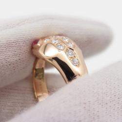 مملوكة مسبقًا Bvlgari Serpenti 18K Rose Gold,Diamond and Tourmaline Band Ring EU 59