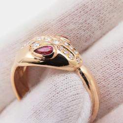 مملوكة مسبقًا Bvlgari Serpenti 18K Rose Gold,Diamond and Tourmaline Band Ring EU 59