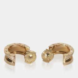 مملوكة مسبقًا Bvlgari B.Zero1 18K Yellow Gold and Diamonds Hoop Earrings