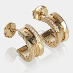 مملوكة مسبقًا Bvlgari B.Zero1 18K Yellow Gold and Diamonds Hoop Earrings