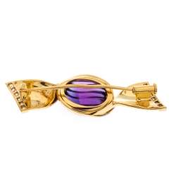 Bvlgari Bon Bon Wrapped Candy Amethyst Diamond 18k Yellow Gold Pin Brooch