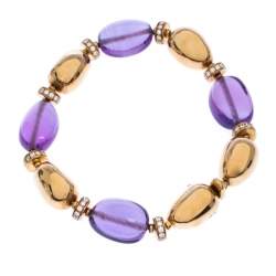 Bvlgari Diamond Amethyst 18k Yellow Gold Beaded Bracelet 