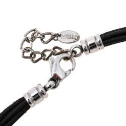 Pre Owned Bvlgari Tondo Heart 18k Gold & Stainless Steel Pendant Cord Necklace