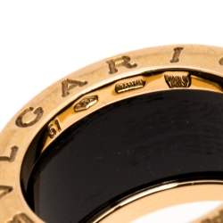 Pre Owned Bvlgari B.Zero1 4-Band Black Ceramic 18K Rose Gold Band Ring Size 51