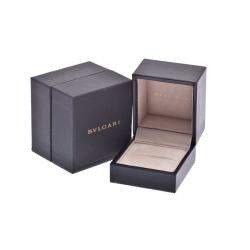 Pre Owned Bvlgari Double Logo Diamond 18K White Gold Band Ring Size 48