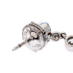 Pre Owned Bvlgari 18K White Gold Diamond and Topaz Stone Drop Earrings