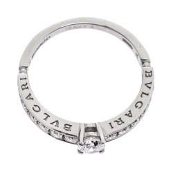 Pre Owned Bvlgari 0.30ct Diamond Solitaire Platinum Ring Size 56