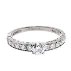 Pre Owned Bvlgari 0.30ct Diamond Solitaire Platinum Ring Size 56