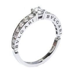 Pre Owned Bvlgari 0.30ct Diamond Solitaire Platinum Ring Size 56