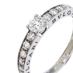 Pre Owned Bvlgari 0.30ct Diamond Solitaire Platinum Ring Size 56