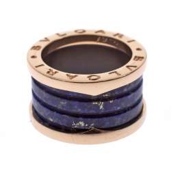 Bvlgari B.Zero1 Lapis Lazuli 18K Rose Gold Band Ring Size 48