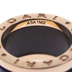 Bvlgari B.Zero1 Lapis Lazuli 18K Rose Gold Band Ring Size 48