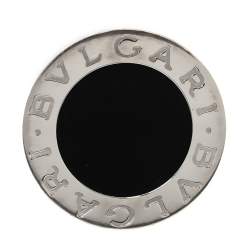 Bvlgari Onyx Inlay 18K White Gold Circular Ring Size 52