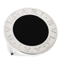 Bvlgari Onyx Inlay 18K White Gold Circular Ring Size 52