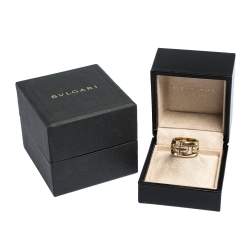 Pre Owned Bvlgari Parentesi Diamond 18K Yellow Gold Wide Band Ring Size 50