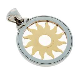 Bvlgari Tondo Sun 18K Yellow Gold and Stainless Steel Pendant Large