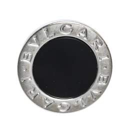 Bvlgari Onyx Inlay 18K White Gold Circular Ring Size 52