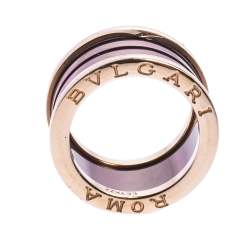 Pre Owned Bvlgari B.Zero1 Roma Bronze Ceramic 18K Rose Gold 4-Band Ring Size 52