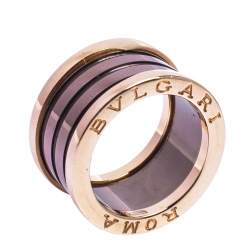 Pre Owned Bvlgari B.Zero1 Roma Bronze Ceramic 18K Rose Gold 4-Band Ring Size 52