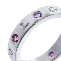 Bvlgari Bvlgari Multicolor Gemstone Diamond 18K White Gold Band Ring 65