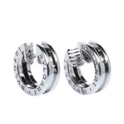 Pre Owned Bvlgari B.Zero1 18K White Gold Huggie Hoop Earrings