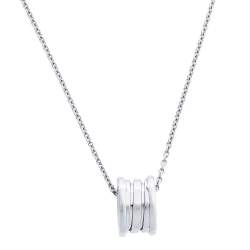Pre Owned Bvlgari B.Zero1 18K White Gold Small Round Pendant Necklace