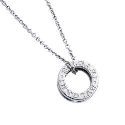 Pre Owned Bvlgari B.Zero1 18K White Gold Small Round Pendant Necklace