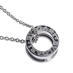 Pre Owned Bvlgari B.Zero1 18K White Gold Small Round Pendant Necklace
