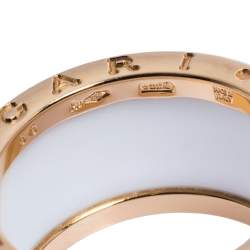 Bvlgari B.Zero1 White Ceramic 18K Rose Gold 4-Band Ring Size 56