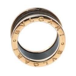 Bvlgari B.Zero1 Brown Marble 18K Rose Gold 4-Band Ring Size 52