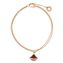 Pre Owned Bvlgari Divas' Dream Carnelian 18K Rose Gold Charm Bracelet SM