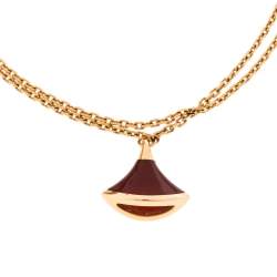 Pre Owned Bvlgari Divas' Dream Carnelian 18K Rose Gold Charm Bracelet SM