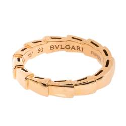 Pre Owned Bvlgari Serpenti Viper 18K Rose Gold Wedding Band Ring Size 50
