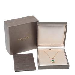 Pre Owned Bvlgari Divas' Dream Malachite & Diamond 18K Rose Gold Pendant Necklace