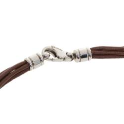 Pre Owned Bvlgari Tondo Heart 18K Yellow Gold & Stainless Steel Large Pendant Cord Necklace