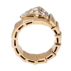 Pre Owned Bvlgari Serpenti Viper Diamond 18K Rose Gold One-Coil Ring Size 51