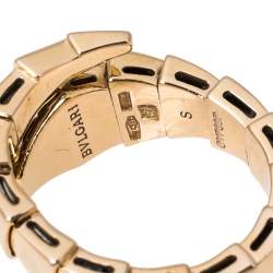 Pre Owned Bvlgari Serpenti Viper Diamond 18K Rose Gold One-Coil Ring Size 51