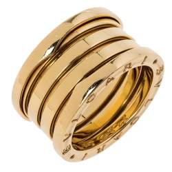 Pre Owned Bvlgari B.Zero1 18K Yellow Gold 3-Band Ring Size 52