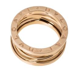 Pre Owned Bvlgari B.Zero1 Design Legend 18K Rose Gold 3-Band Ring Size 56
