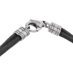 Pre Owned Bvlgari Tondo Heart 18K Yellow Gold & Stainless Steel Cord Bracelet