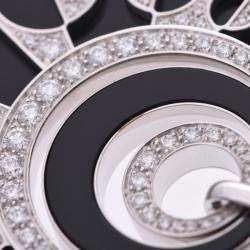 Pre Owned Bvlgari Intarsio Black Onyx And Diamonds 18K White Gold Pendant Necklace