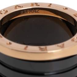 Pre Owned Bvlgari B.Zero1 4-Band Black Ceramic 18K Rose Gold Band Ring Size 52